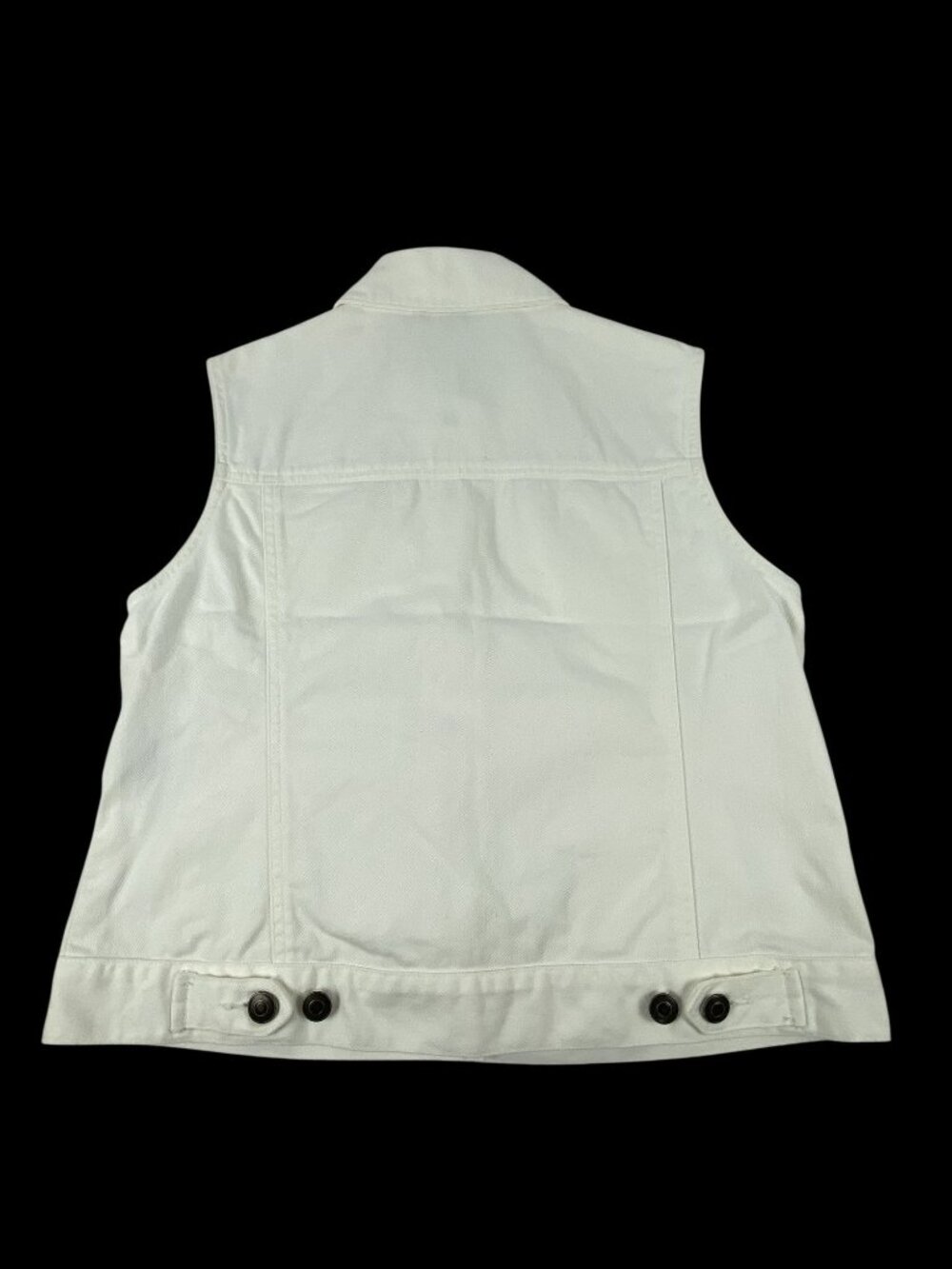 Talbots White Denim Sleeveless Vest Button Front Pockets Womens Petite - Picture 4 of 14